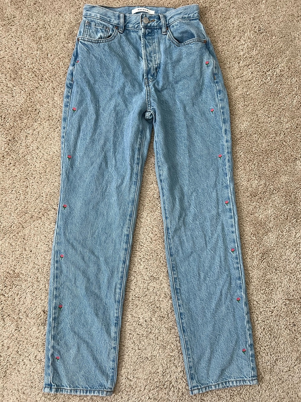 PacSun Dad Jean Size 25 High Rise Straight Leg Button Fly Floral Y2K Boho Hippie